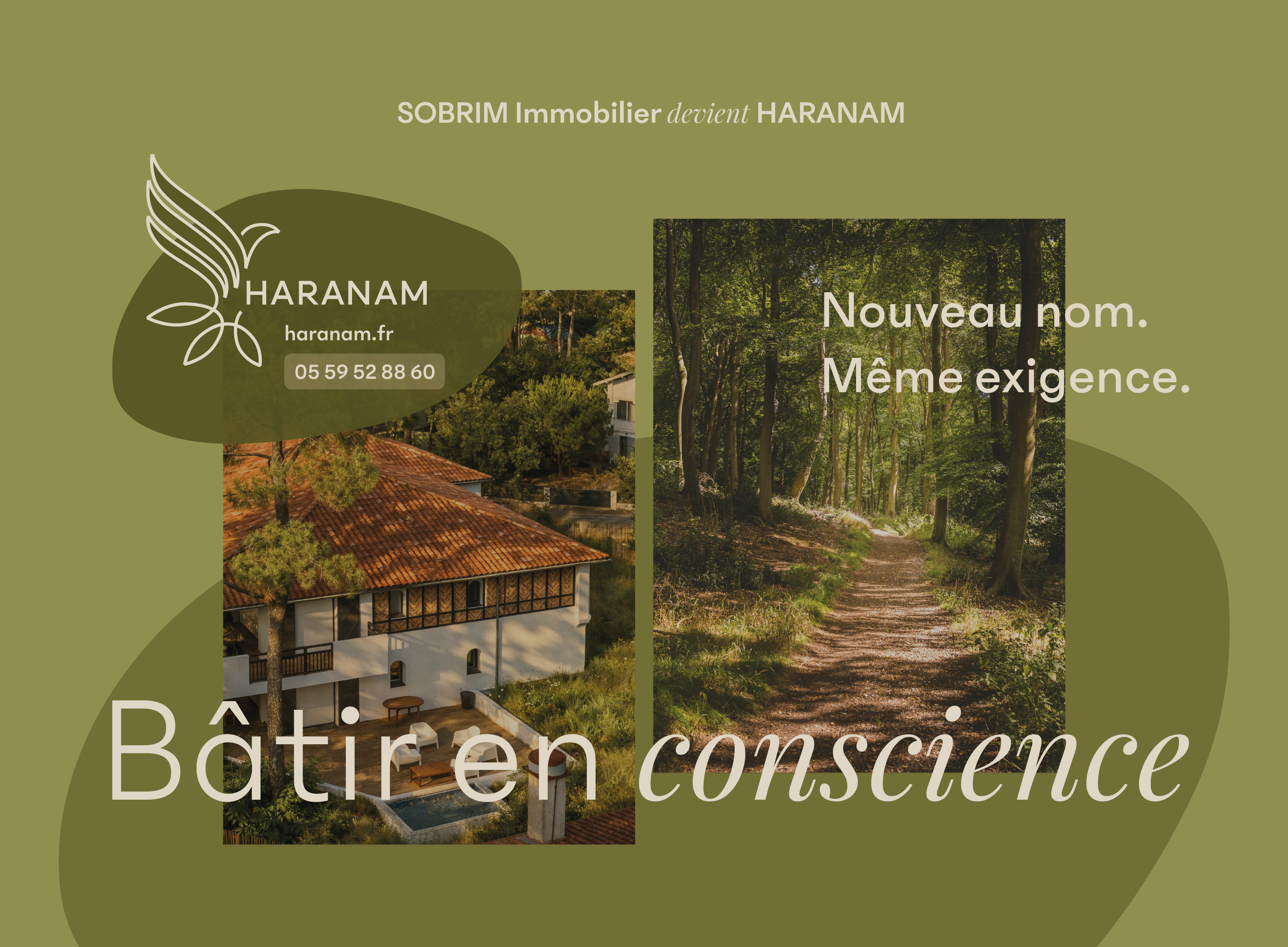 Branding immobilier HARANAM – campagne visuelle changement de nom SOBRIM